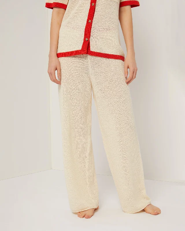 Linen Knit Drawstring Pant Trendy Wide-Leg Pants