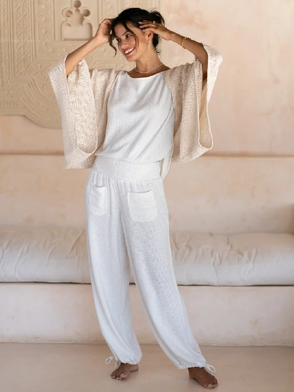 Namaste Linen Blend Pants Coconut High-Waist Trousers