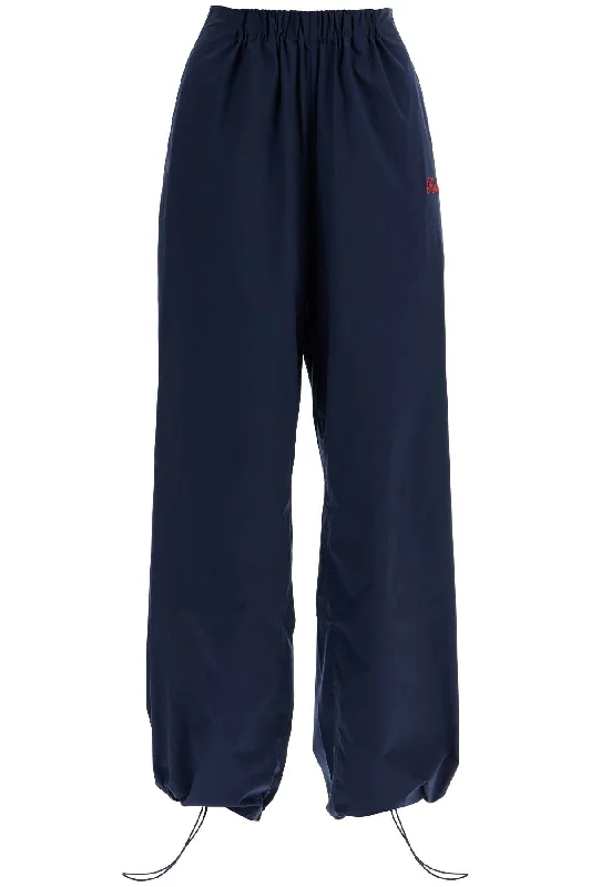 Sporty Pants With Embroidered Logo Design Classic Flared Pants