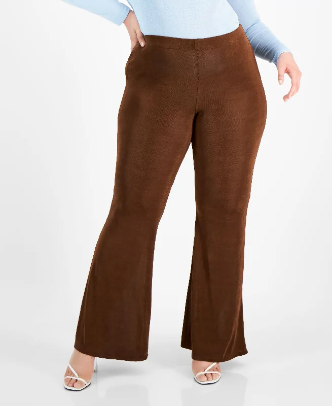 Trendy Plus Size Wide-Leg Slink Pants Fashionable Sporty Pants