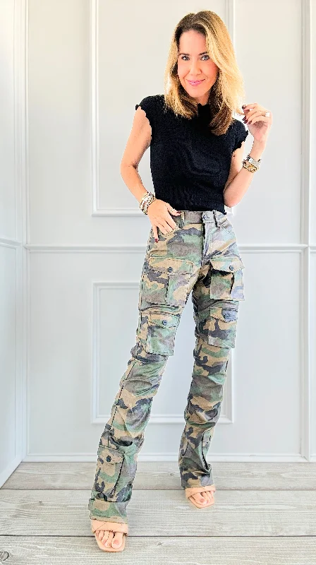 Urban Edge Camo Cargo Pants Warm Wool Trousers