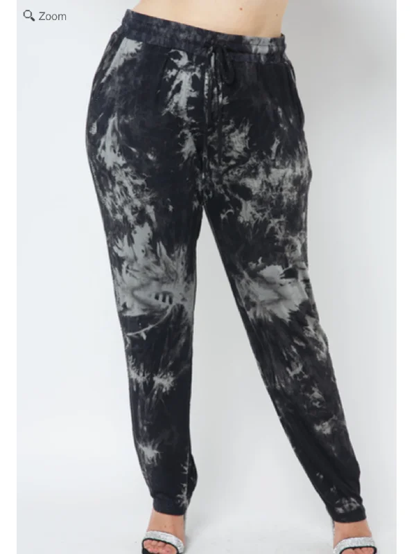 VOCAL TIE DYE PANTS WITH STONES Sleek Black Pants