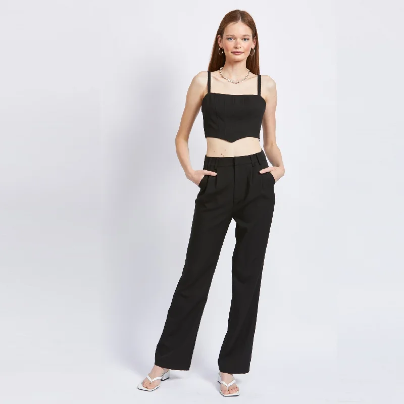 Wide Leg Fit Woven Pants (Black) Comfy Athletic Pants