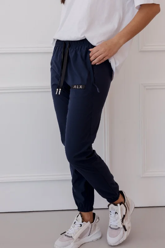 WOLFGANG Pants Navy Elegant Silk Pants