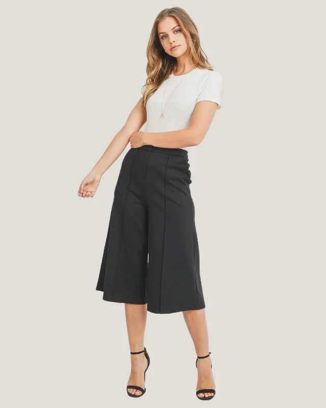 Women's Black Culotte Pants Wide-Legged Palazzos