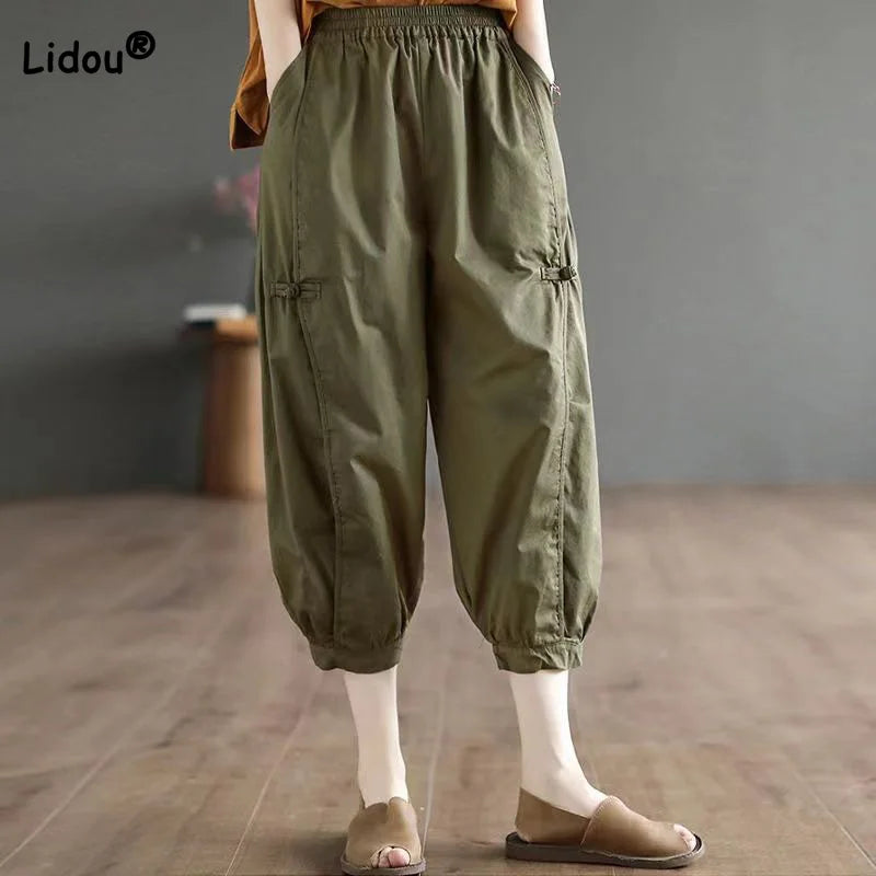 Women's Harem Pencil Fashion Designer Office Pants Trendy Wide-Legged Trousers