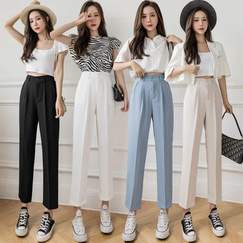 Women's Wide Leg Fashion Designer Harem High Waist Pants Cozy Fitted Pants