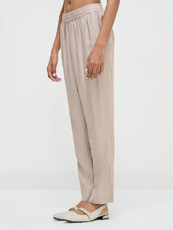 Zuba Beige High-Rise Ethnic Pants Comfortable Maternity Pants