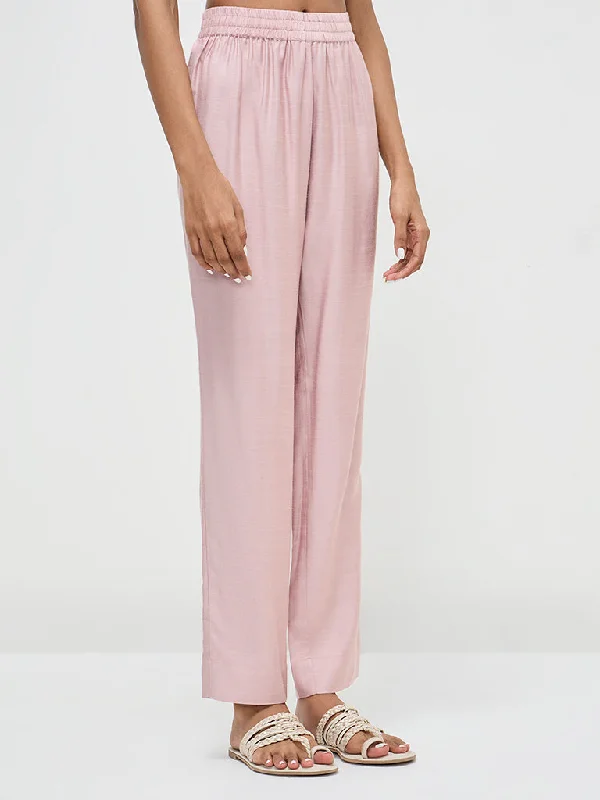 Zuba Dusty Pink High-Rise Ethnic Pants Classic Pleated Pants