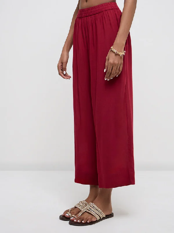 Zuba Red High-Rise Ethnic Pants Cozy Maternity Pants