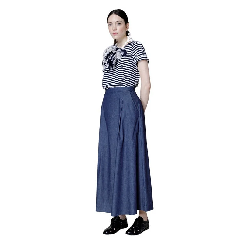 Gonna Fifties Skirt in Chambray Blue cashmere skirt fine