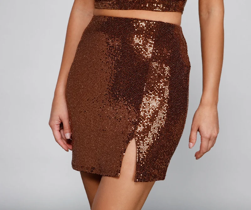 Major Glamour Sequin Mini Skirt chiffon skirt delicate